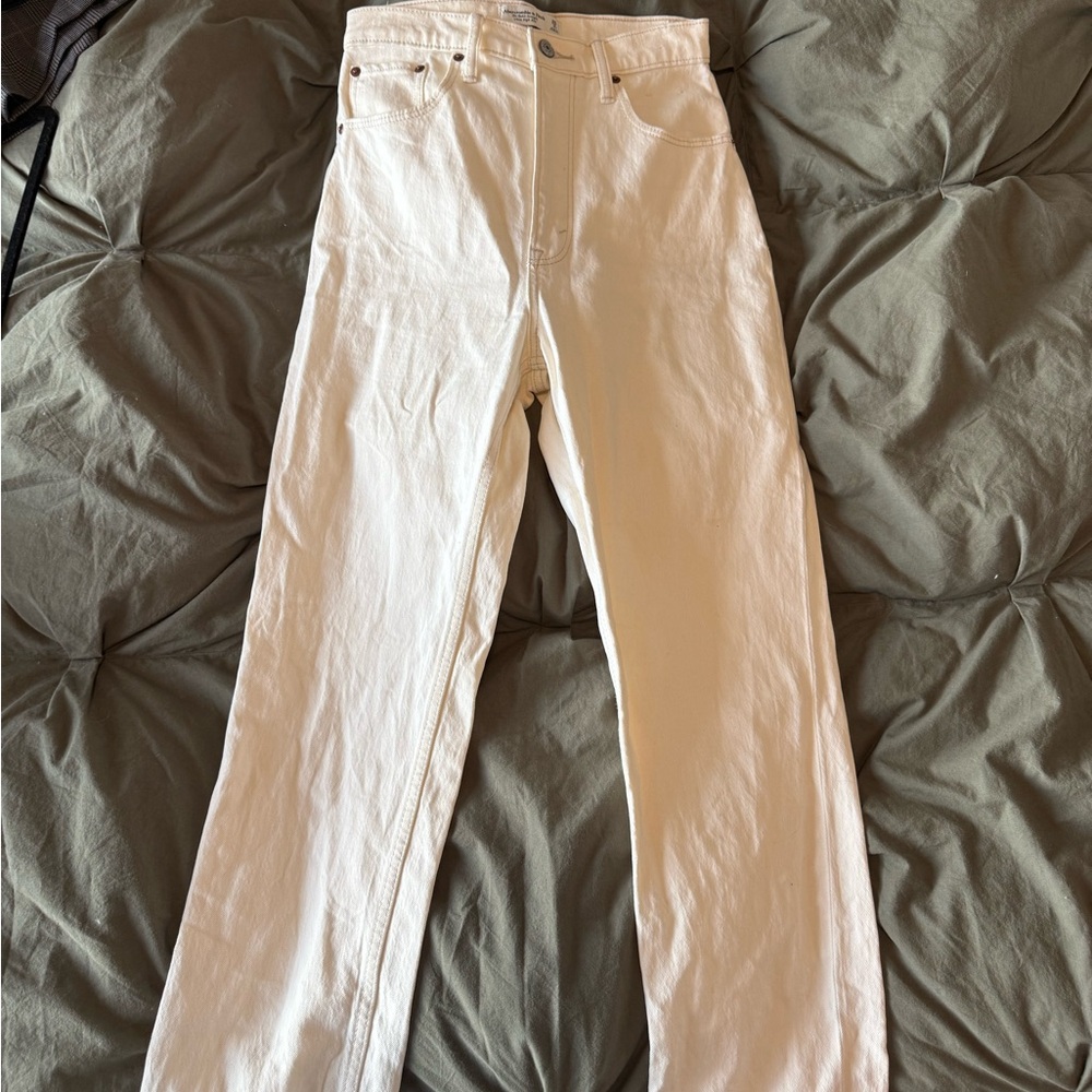 Abercrombie & Fitch Cream Ultra High-Rise Jeans